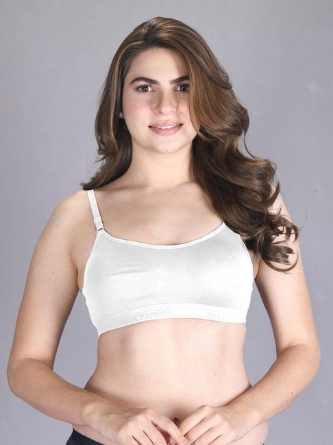 lux venus white full coverage non-wired sports bra with adjustable strap