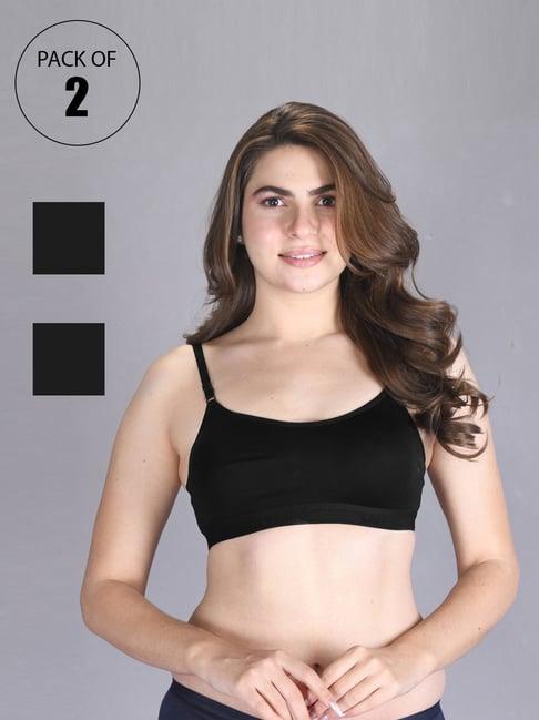 lux venus black full coverage non-wired sports bra with adjustable strap - pack of 2