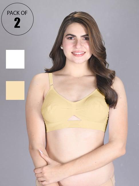 lux venus tan & white full coverage non-wired everyday bra with adjustable strap - pack of 2