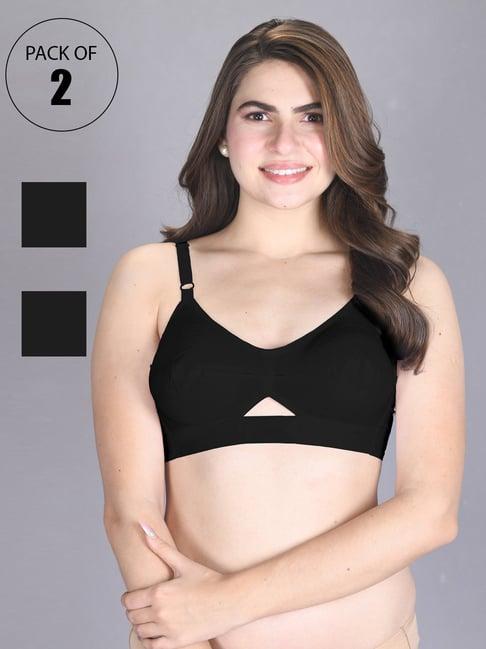 lux venus black full coverage non-wired everyday bra with adjustable strap - pack of 2