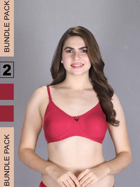 lux venus fuchsia full coverage non-wired t-shirt bra with adjustable strap - pack of 2