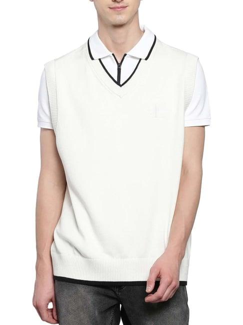 calvin klein off white cotton regular fit sweater