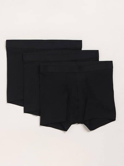 wes lounge by westside solid black trunks - pack of 3