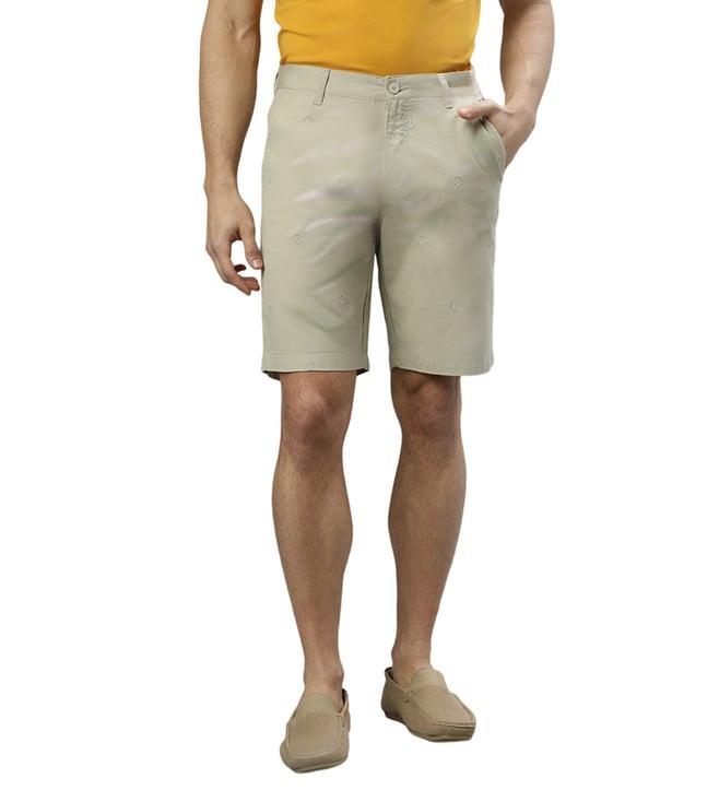 iconic beige regular fit shorts