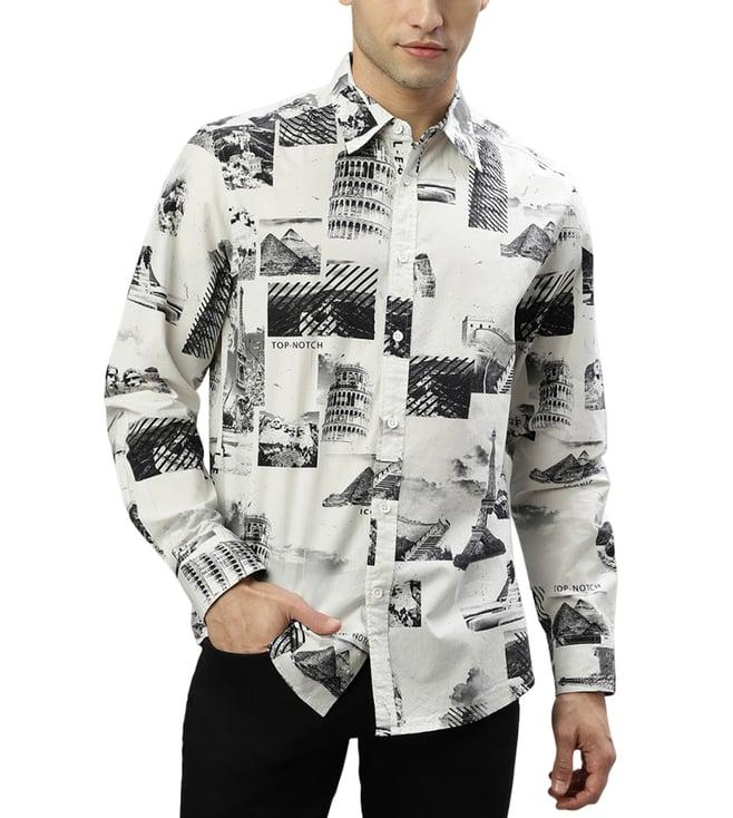 iconic black printed regular fit shirt