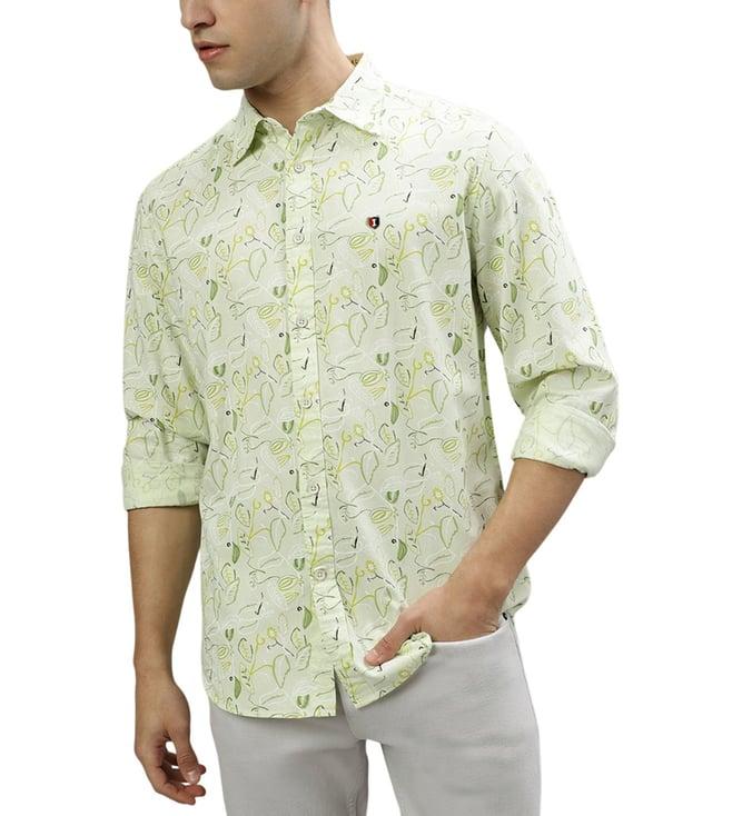 iconic green printed regular fit shirt