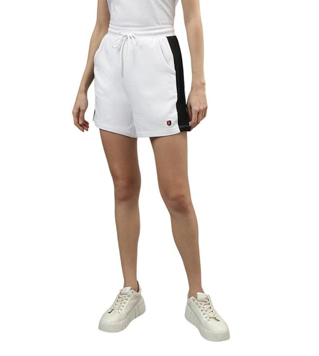 iconic white colourblocked regular fit shorts