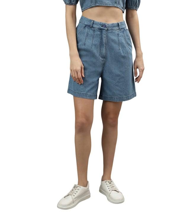 iconic blue regular fit shorts