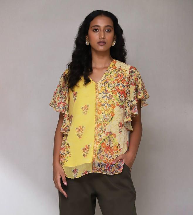 aarke ritu kumar yellow floral print top