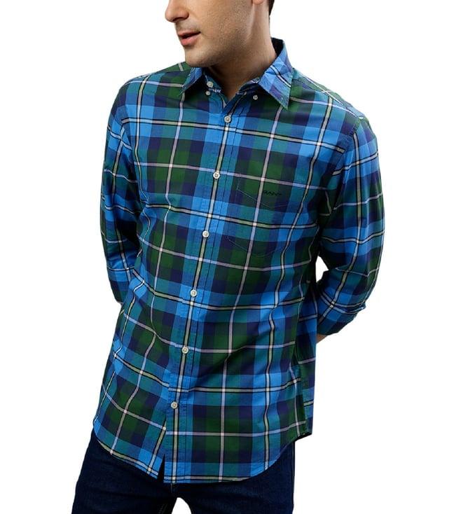 gant forest green fashion checked regular fit shirt