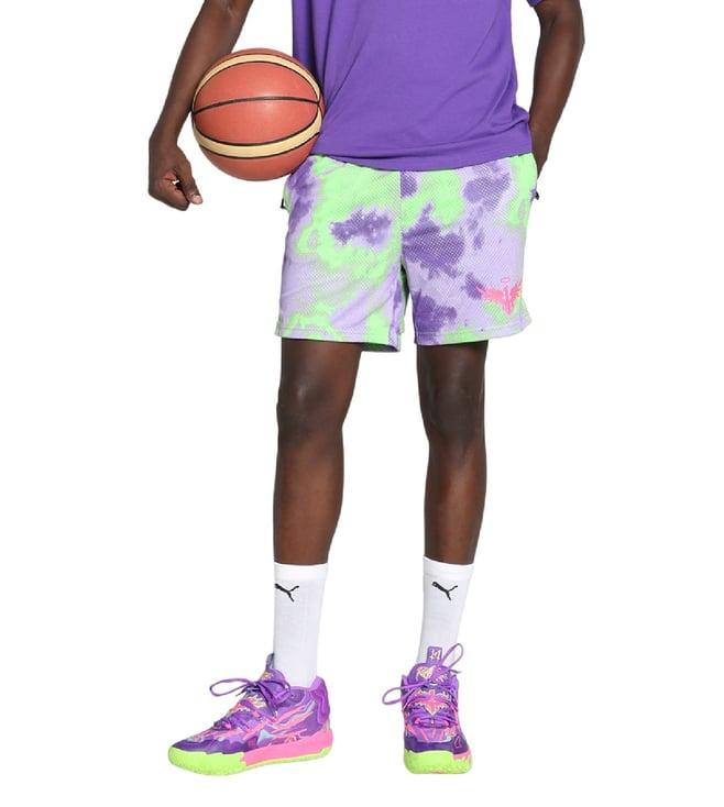 puma purple melo x toxic regular fit basketball shorts