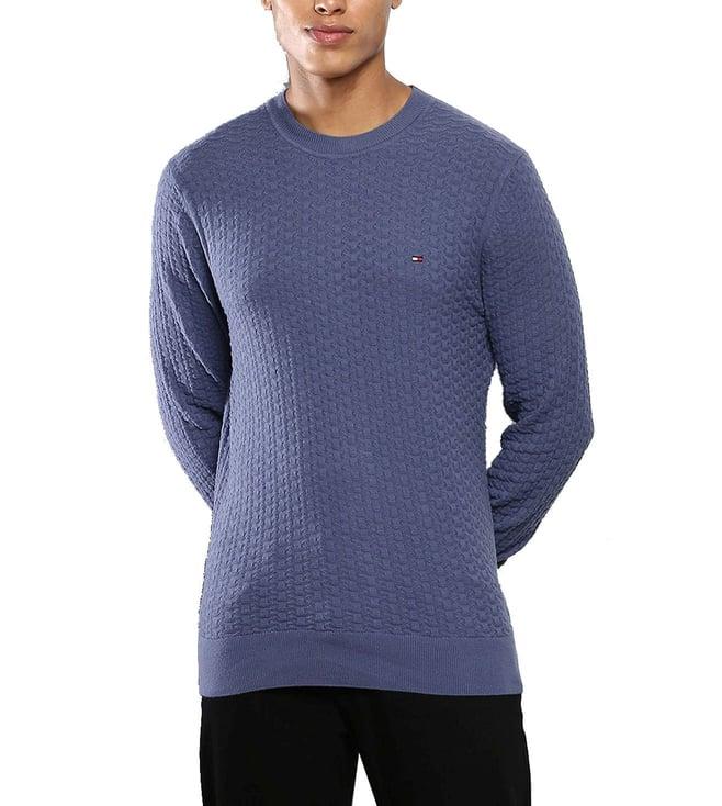 tommy hilfiger faded indigo self regular fit sweater