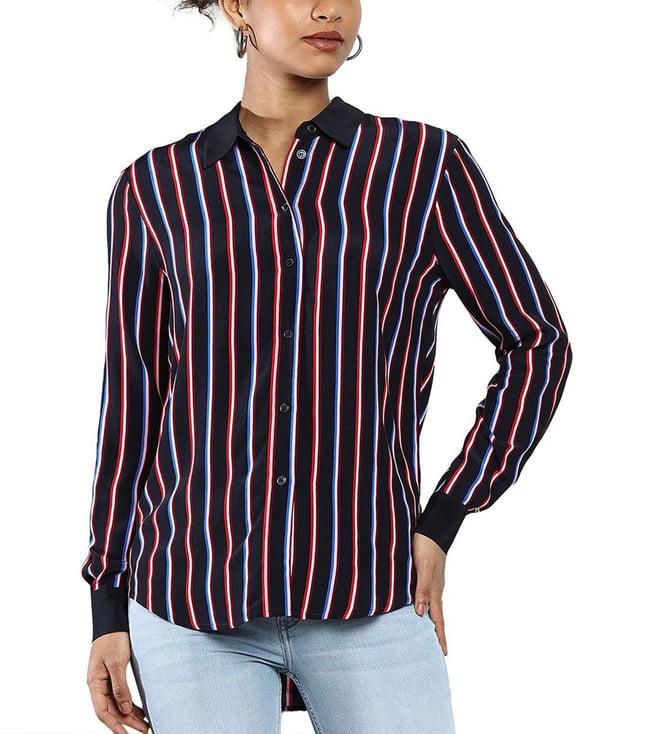 tommy hilfiger blue stripes regular fit shirt