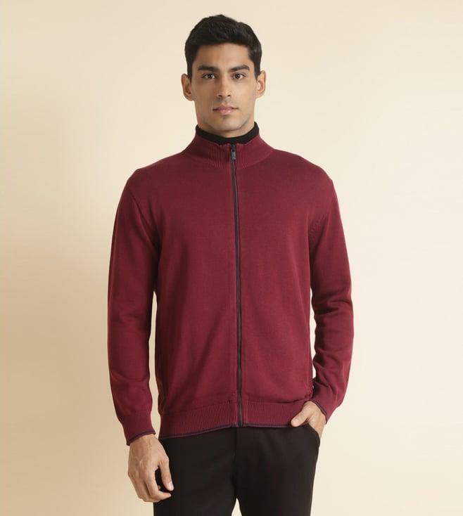 andamen burgundy art of liesure men's cotton full sleeve jacket