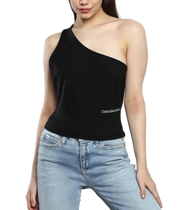 calvin klein black solid slim fit tank top