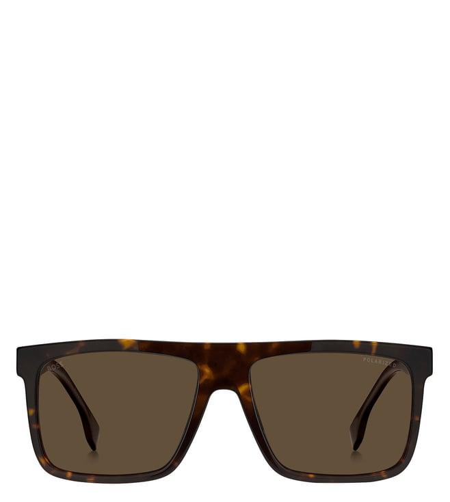 hugo boss 20539708659sp brown functional & comfort uv protection square sunglasses for men