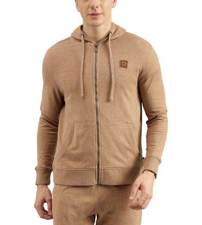 beverly hills polo club brown knit zip front regular fit hoodie