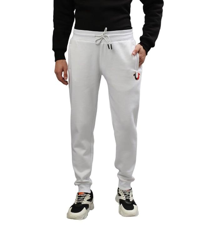 true religion white fashion logo loose fit joggers