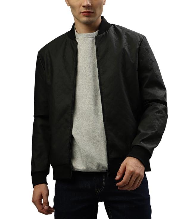 antony morato black fashion checked slim fit bomber jacket