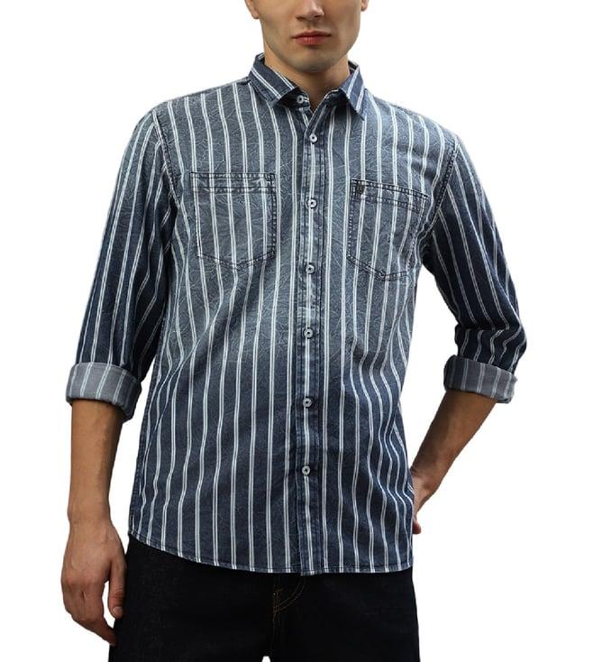 iconic blue striped regular fit shirt