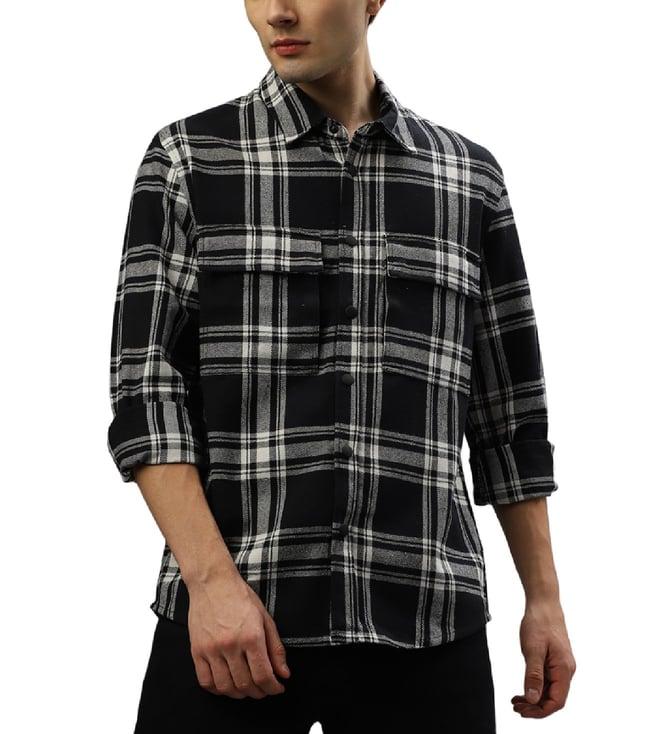 antony morato blue fashion checked regular fit shirt