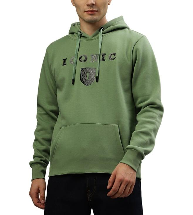 iconic green typography logo regular fit hoodie