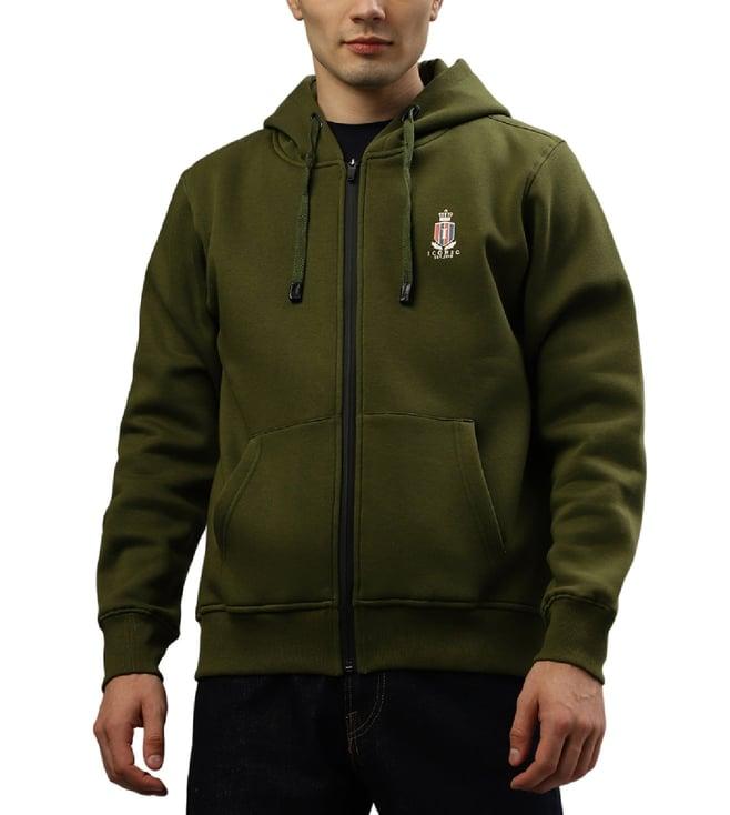 iconic olive regular fit hoodie