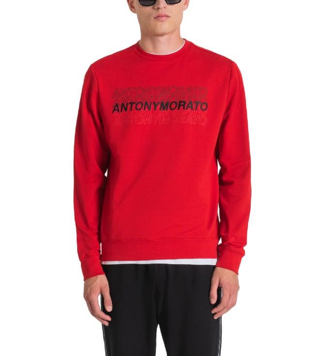 antony morato red fashion logo slim fit sweatshirt