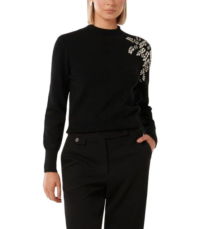 forever new black esme embellished regular fit sweater