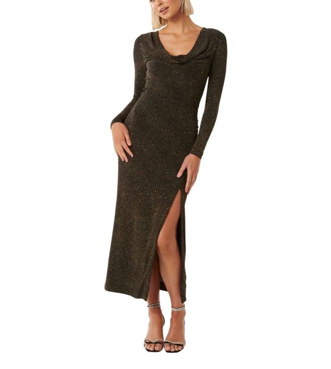 forever new gold glitter reva slim fit midi dress