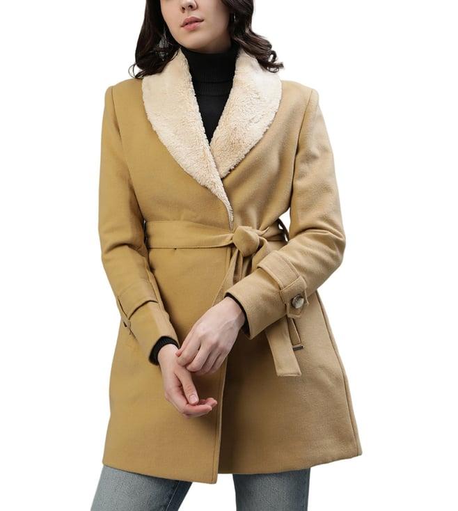 iconic beige regular fit coat