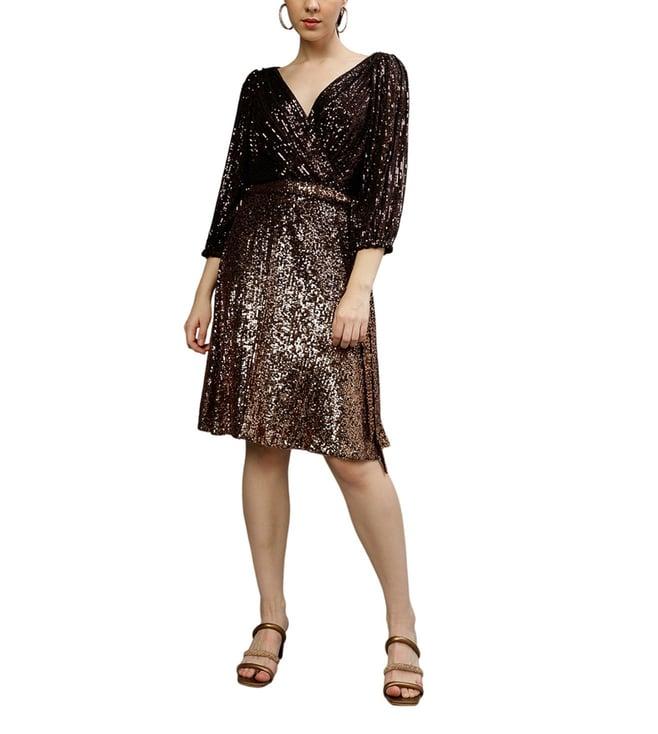 dkny copper fashion embellished regular fit dress