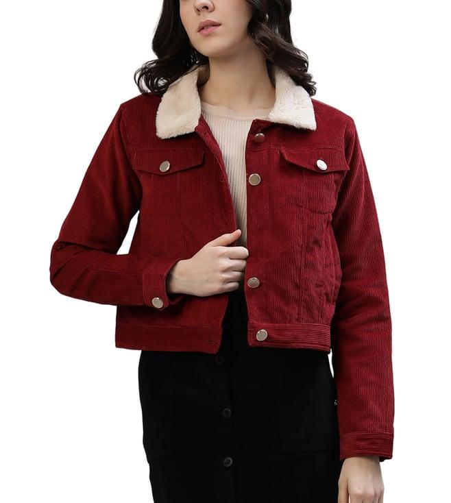 iconic red regular fit casual jacket