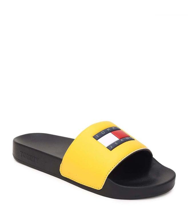 tommy hilfiger women's warm yellow slide sandals