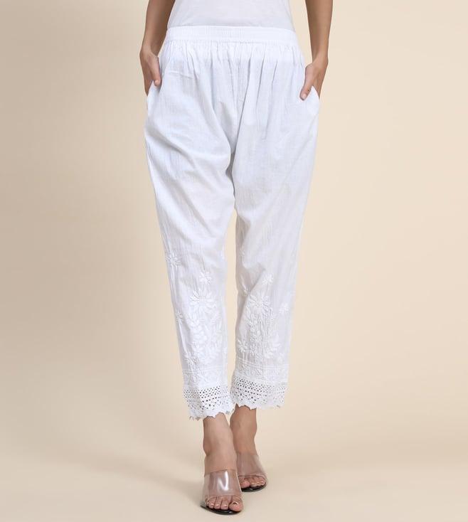 house of kari white chikankari trousers