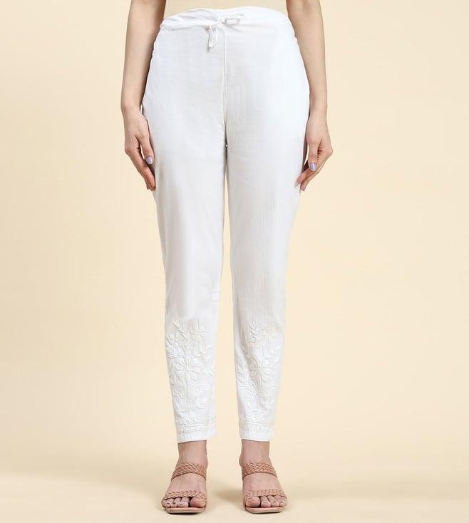 house of kari white chikankari trousers