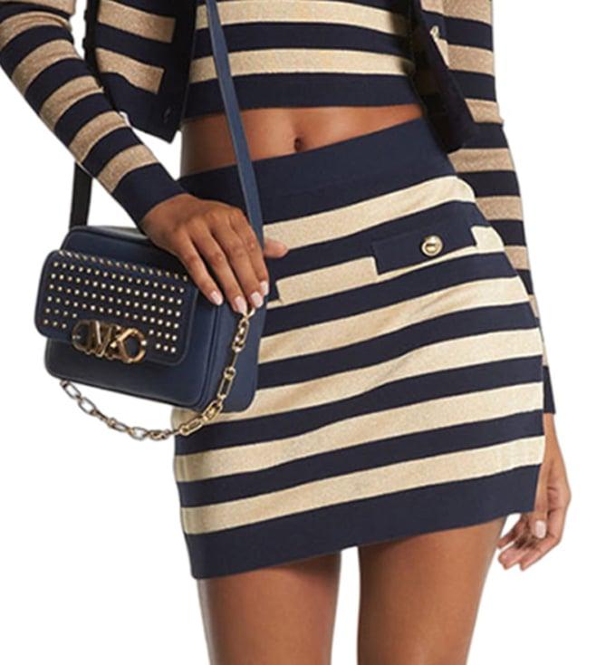 michael michael kors midnightblue metallic striped comfort fit mini skirt