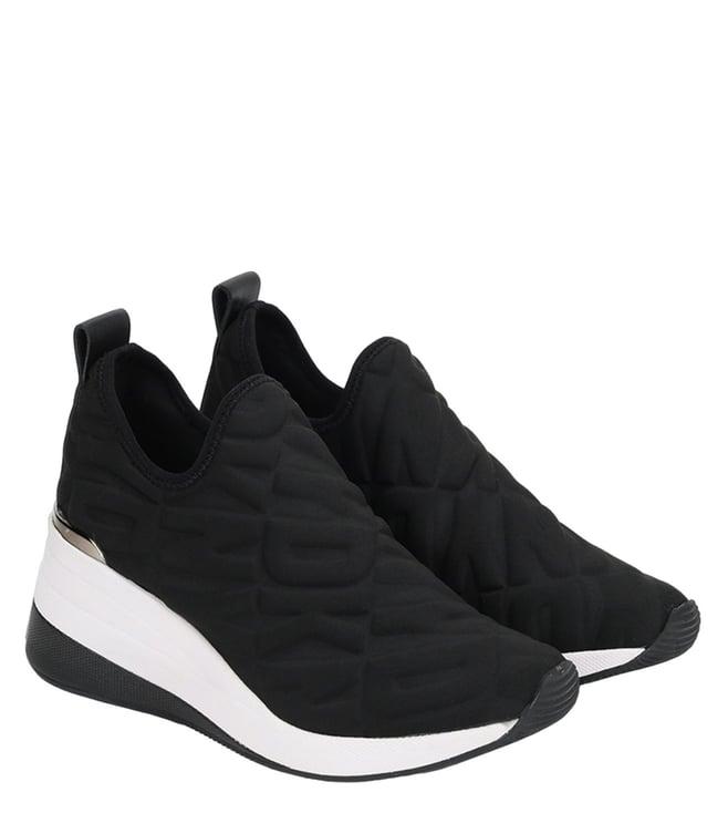 dkny women's round toe slip on black sneakers