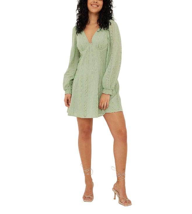 na-kd dusty mint fit & flare regular fit mini dress