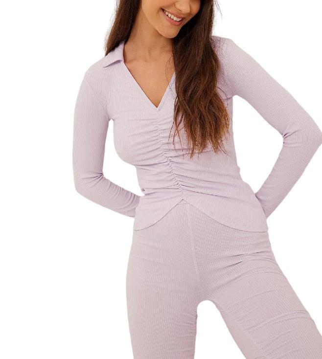 na-kd lilac elasticated skinny fit top