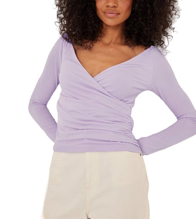 na-kd lilac skinny fit top