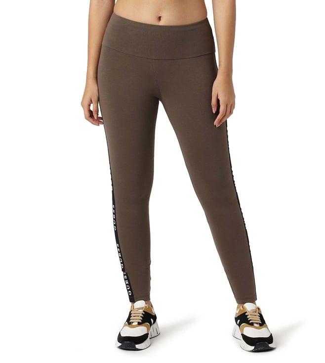 guess general brown logo skinny fit tights