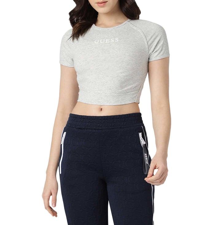 guess essential melange slim fit crop top