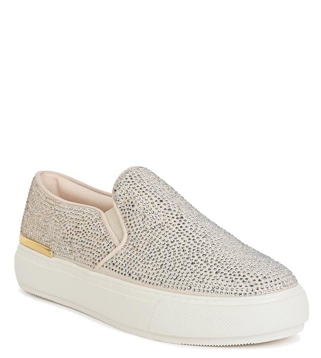 aldo women's pounceer271 beige embellished sneakers