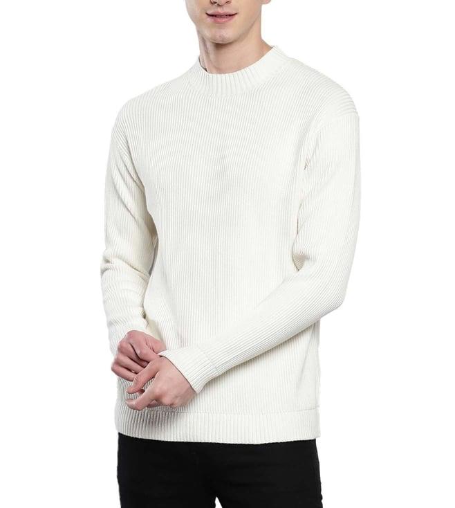 calvin klein ivory logo relaxed fit sweater