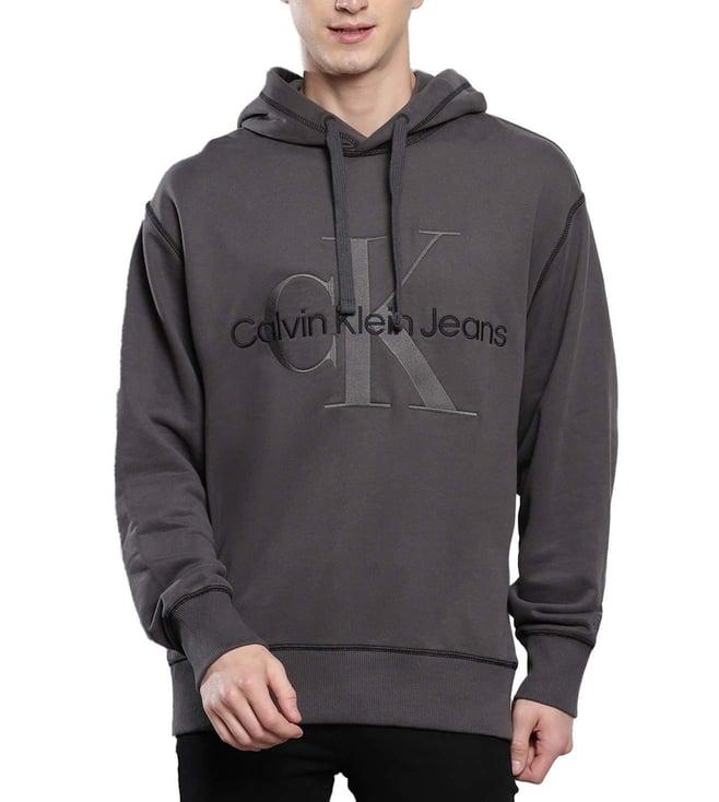 calvin klein washed black logo oversized hoodie