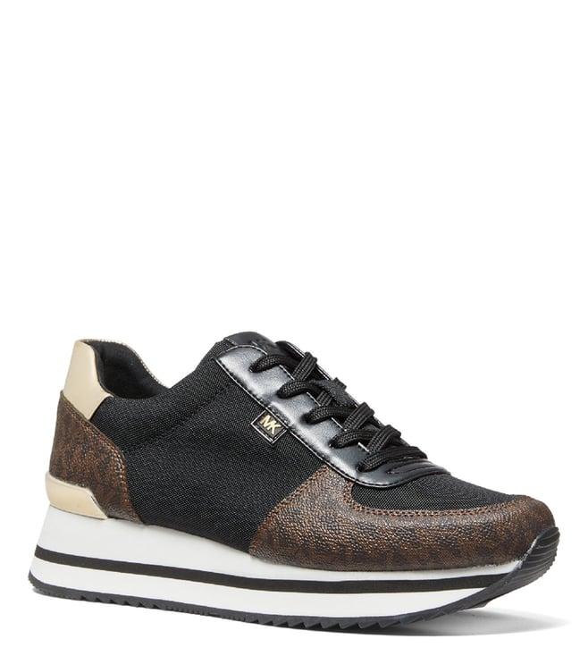 michael michael kors women's brown monique mixed-media sneakers