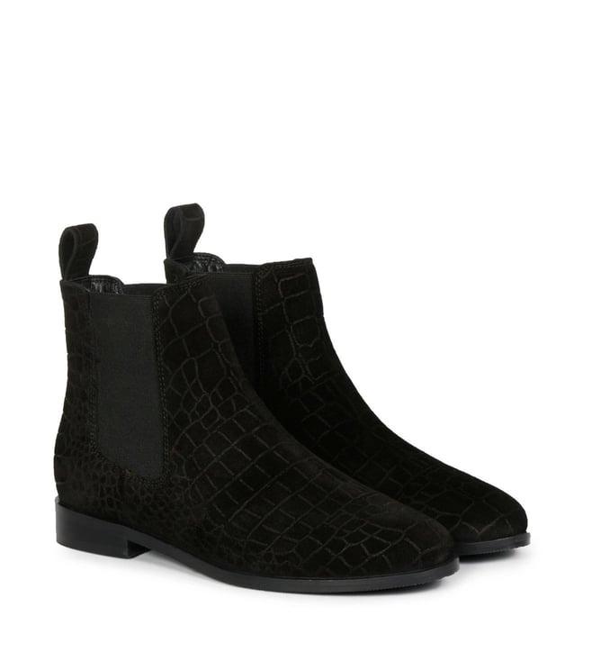 saint g black diane suede croco print leather ankle boots