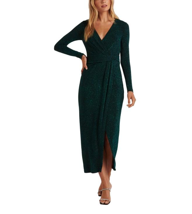 forever new green glitter joslin embellished slim fit midi dress