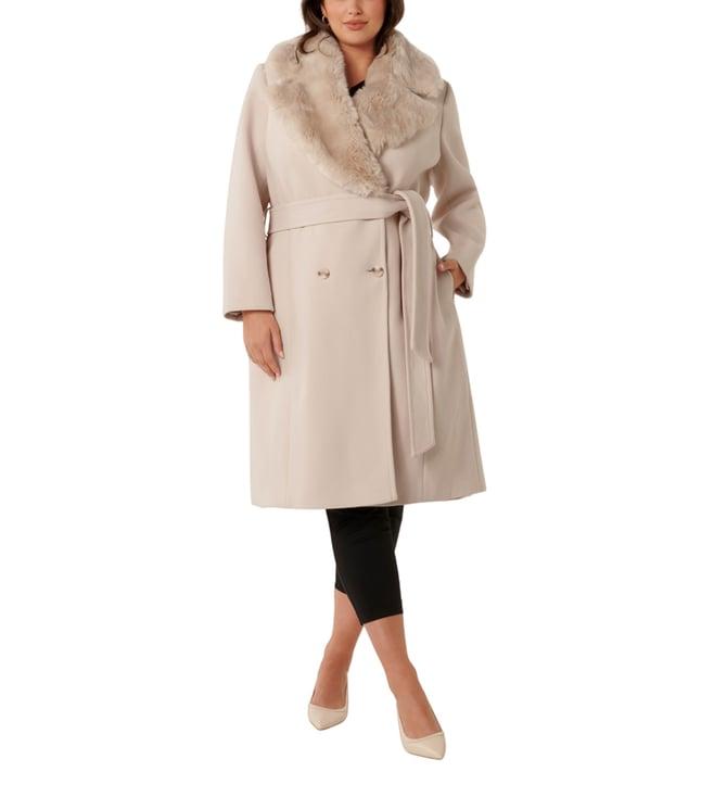 forever new cream nicole belted regular fit coat